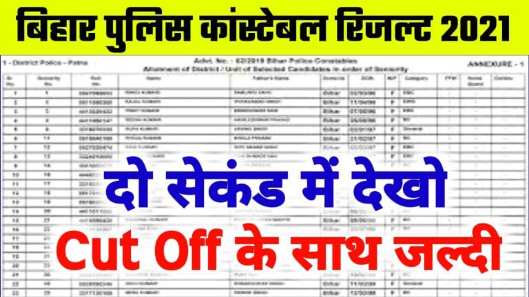 Bihar Police Constable Result 2021 | Bihar Police 8415 Posts Result इंतजार खत्म