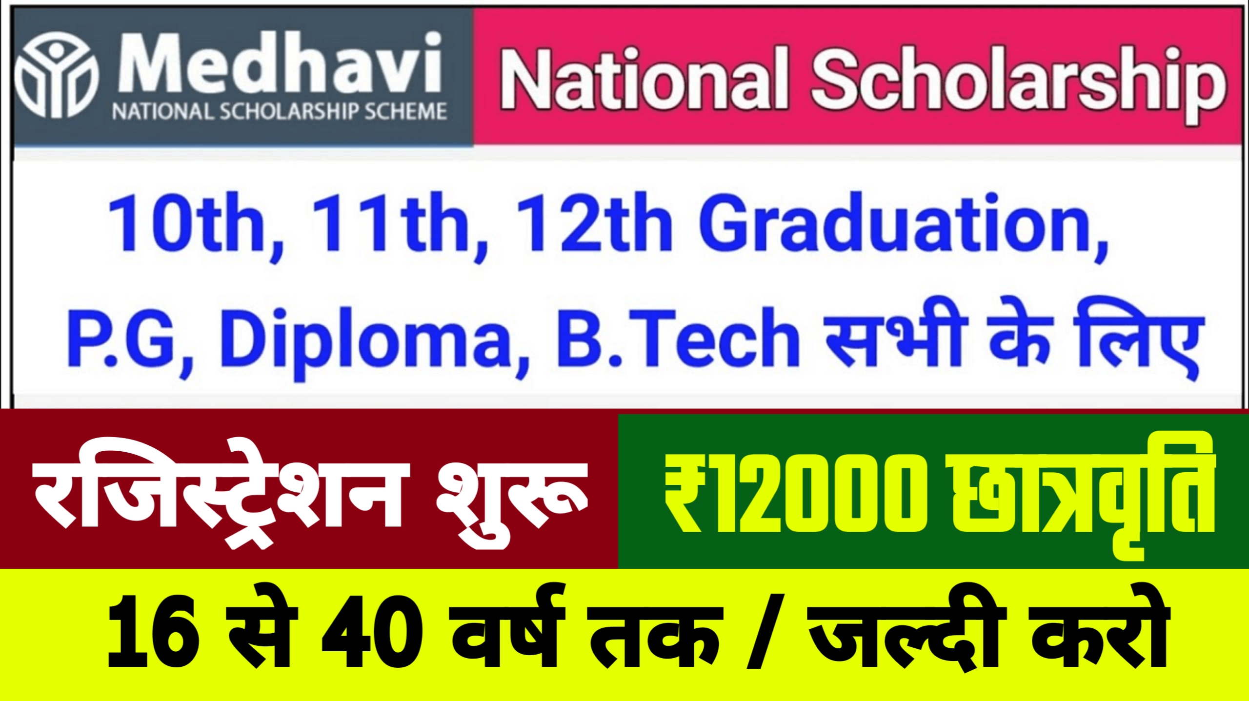 Medhavi Scholarship Scheme 10th पास हैं तो करें आवेदन ₹12000 छात्रवृति सीधे खाते में