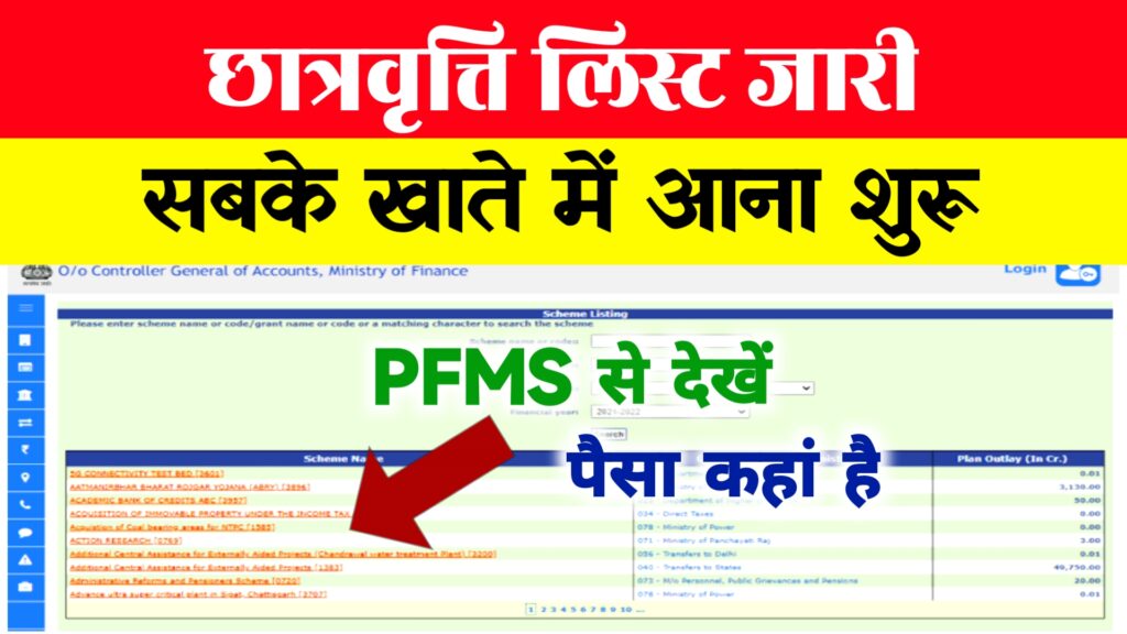 PFMS Scholarship Payment List : छात्रवृत्ति का लिस्ट जारी पेमेंट लिस्ट में अपना नाम देखें