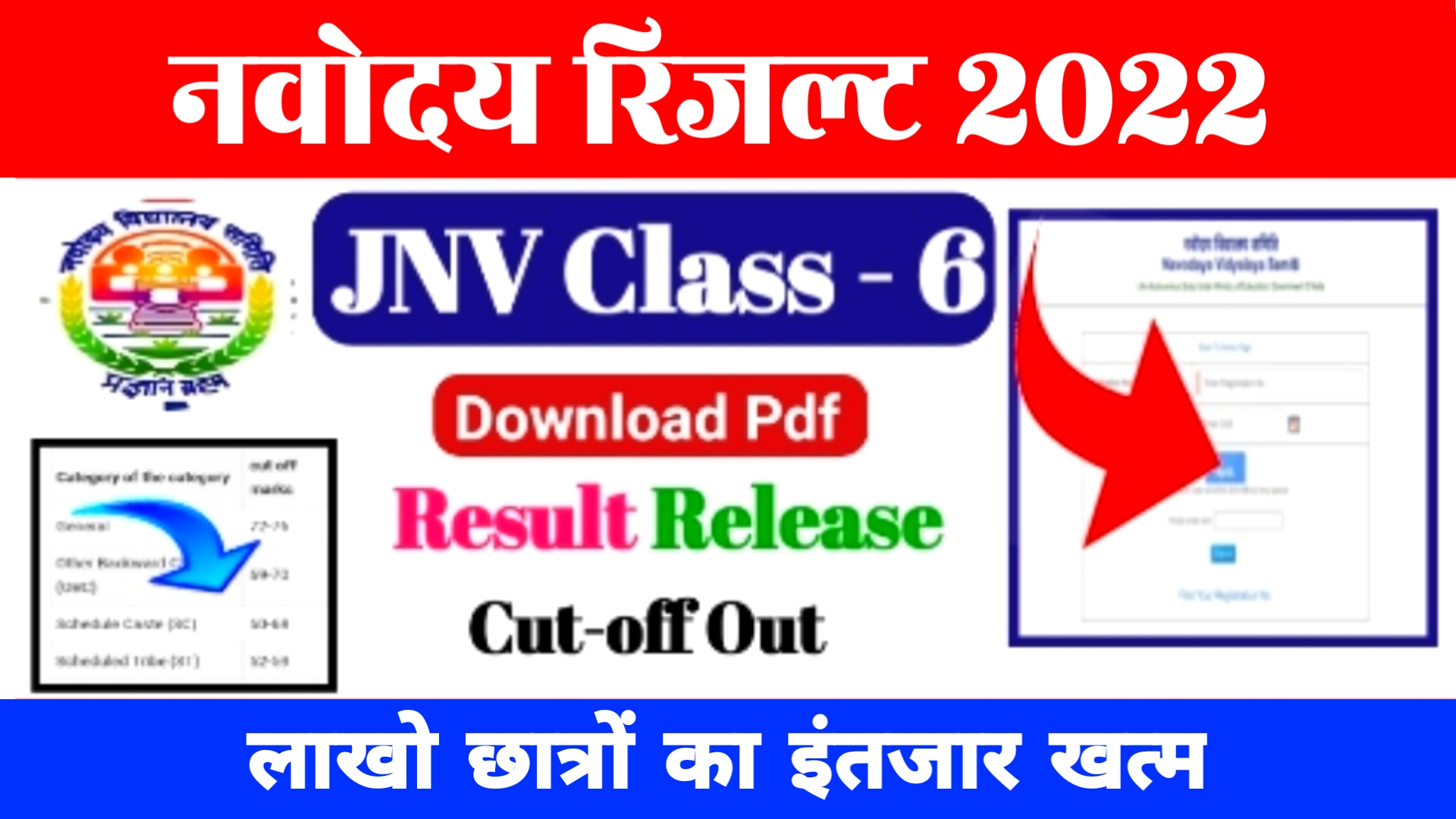 Navodaya Class 6 Result 2022 – Merit List & Cut Off Download Link
