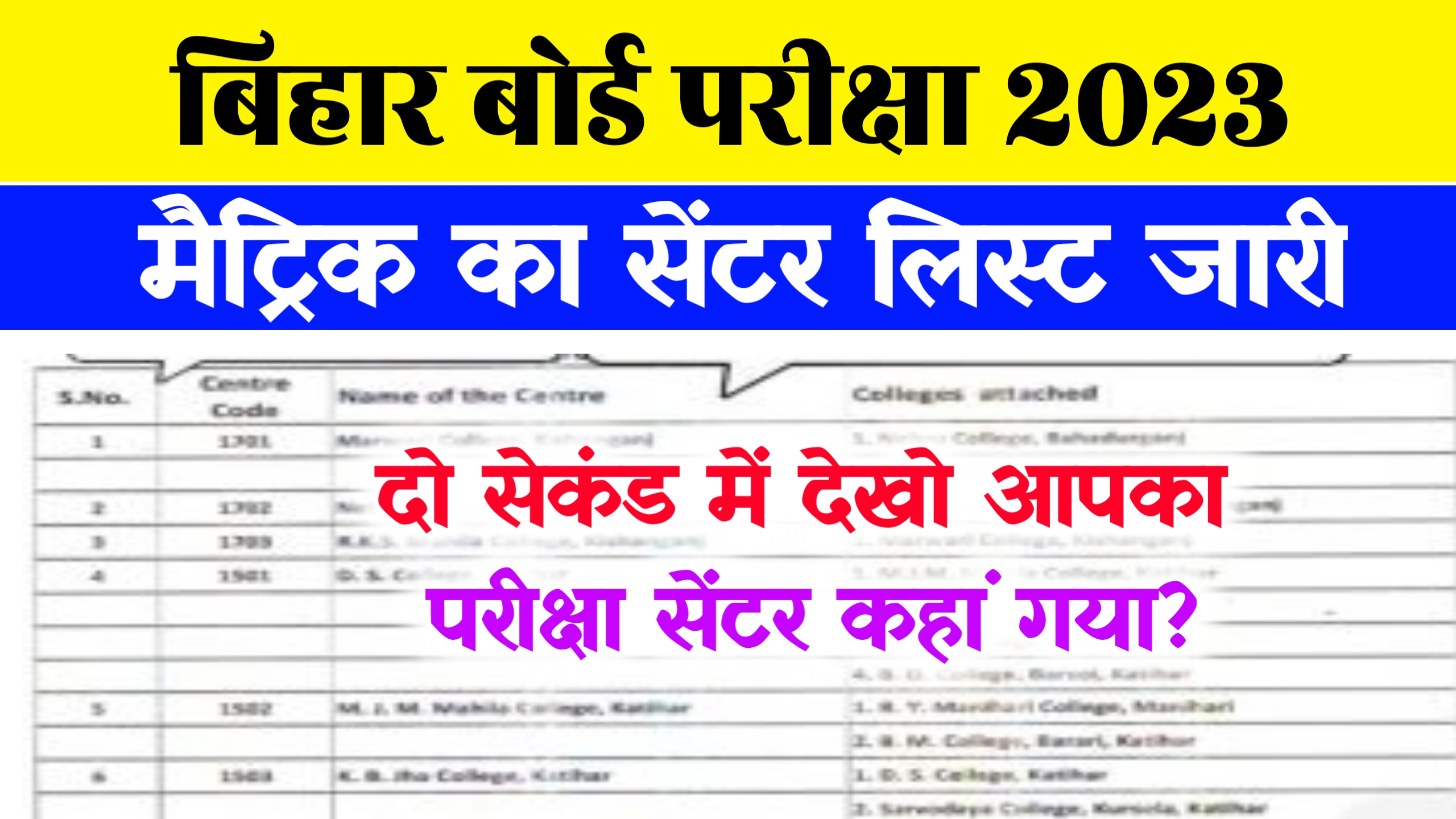 Bihar Board 10th Exam Center List 2023 Download Biharboardonline.com