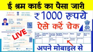 E Shram Card Payment Online Check : सभी के खाते में जारी ₹1000 रुपया ऐसे करें चेक