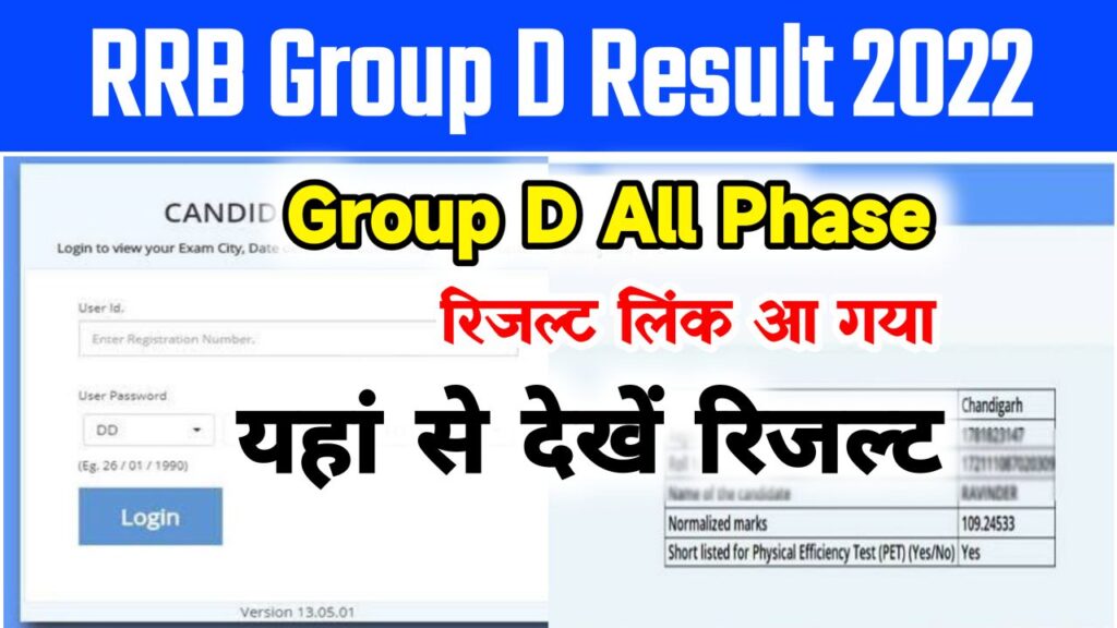 RRB Group D Result 2022 ~ RRB CutOff Marks & Merit List @rrbcdg.gov.in