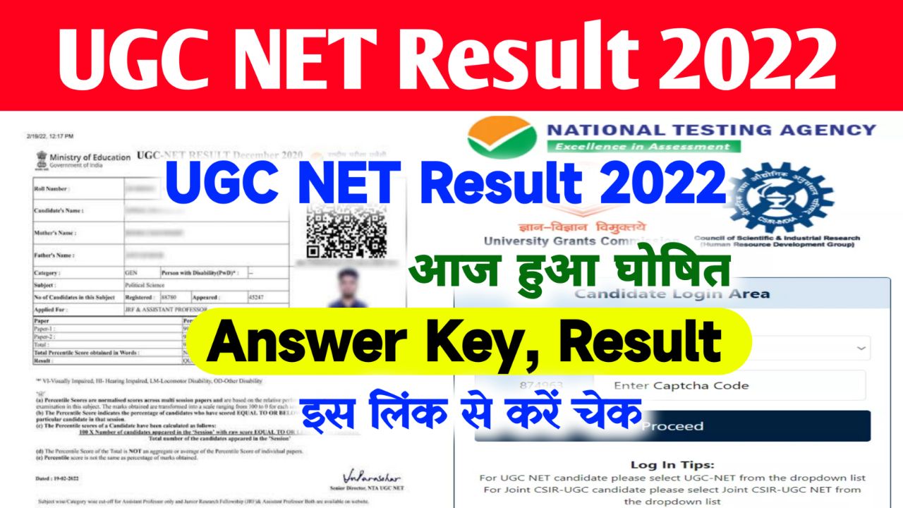 UGC NET Result 2022 – Direct Link Scorecard & Merit List @ugcnet.nta.nic.in