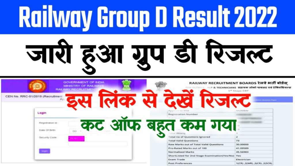 Railway Group D Result 2022 Live Check @rrbcdg.gov.in ~ Group D Cut Off Marks & Merit List