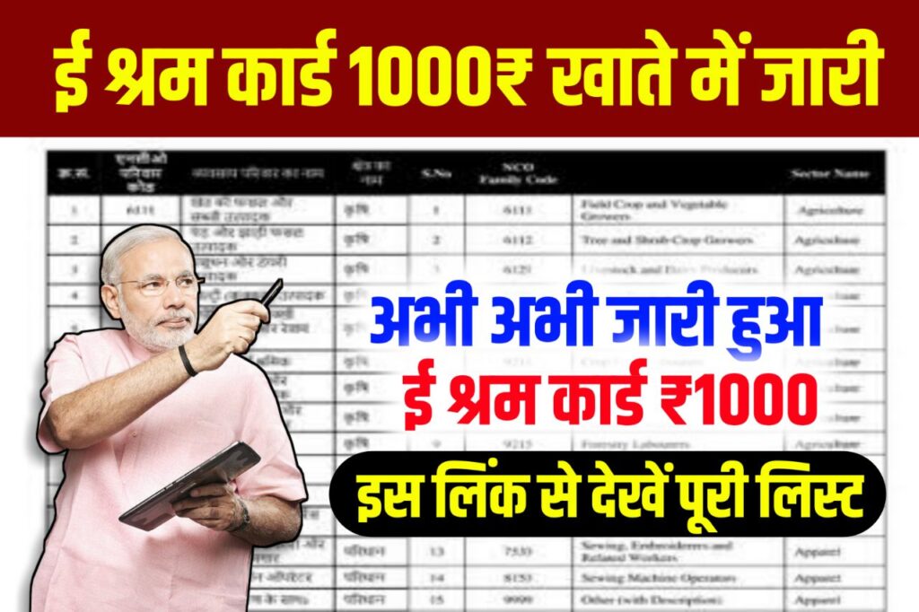 E Shram Card Payment Release 2023 : ई श्रम कार्ड धारियों के खाते में ₹1000 जारी यहां से चेक करें पेमेंट स्टेटस