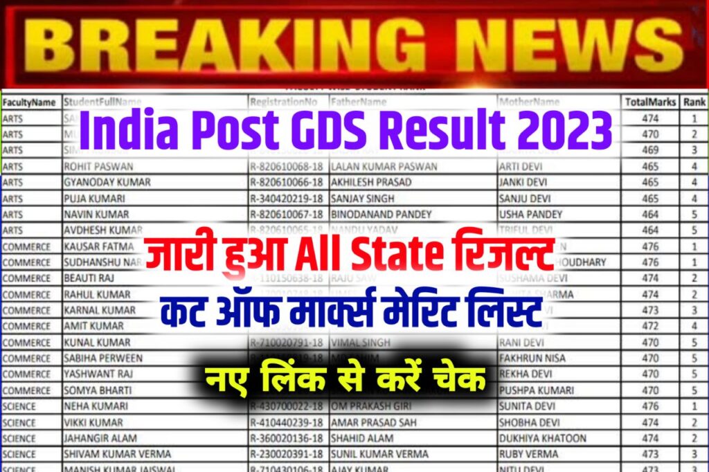 India Post GDS Result 2023 Download – Direct Link Gramin Dak Sevak Merit List @indiapostgdsonline.gov.in