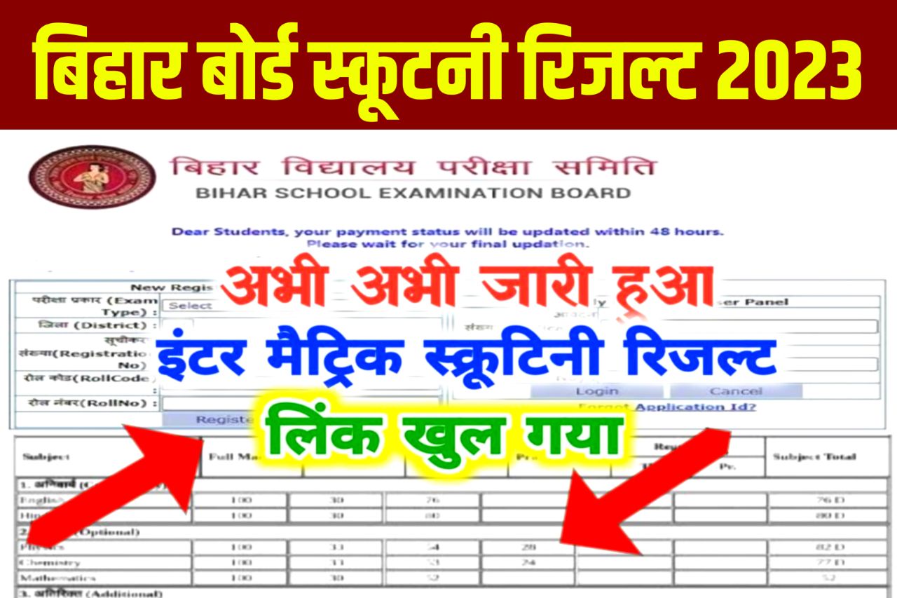 जारी हुआ इंटर मैट्रिक स्क्रुटनी रिजल्ट अभी अभी : Link Active Bihar Board Scrutiny Result 2023
