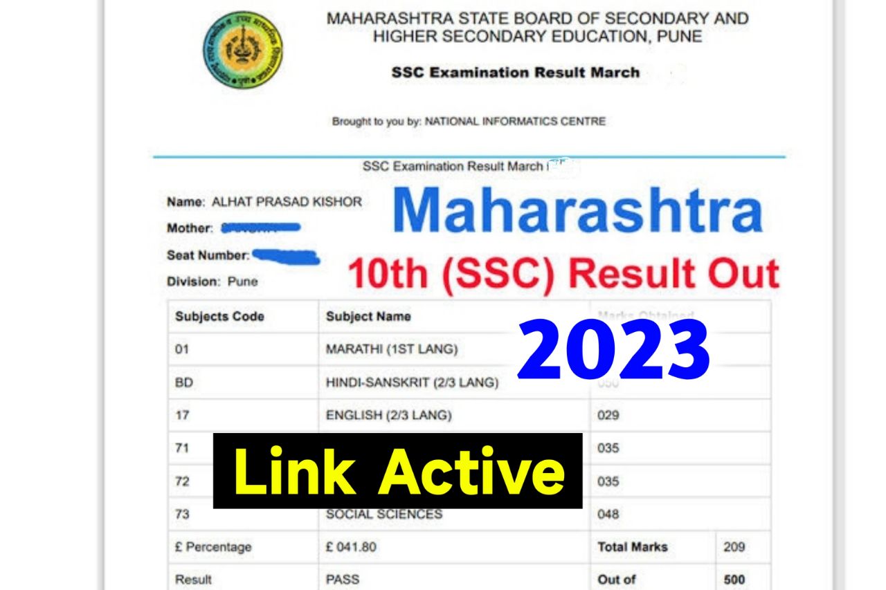 Maharashtra SSC Results 2023, Check Maharashtra Board 10th Class Result Link Download @Mahresult.Nic.In