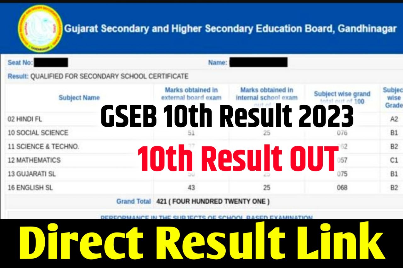 GSEB SSC Result 2023 Link (Out) Gujarat Board 10th Result 2023 online