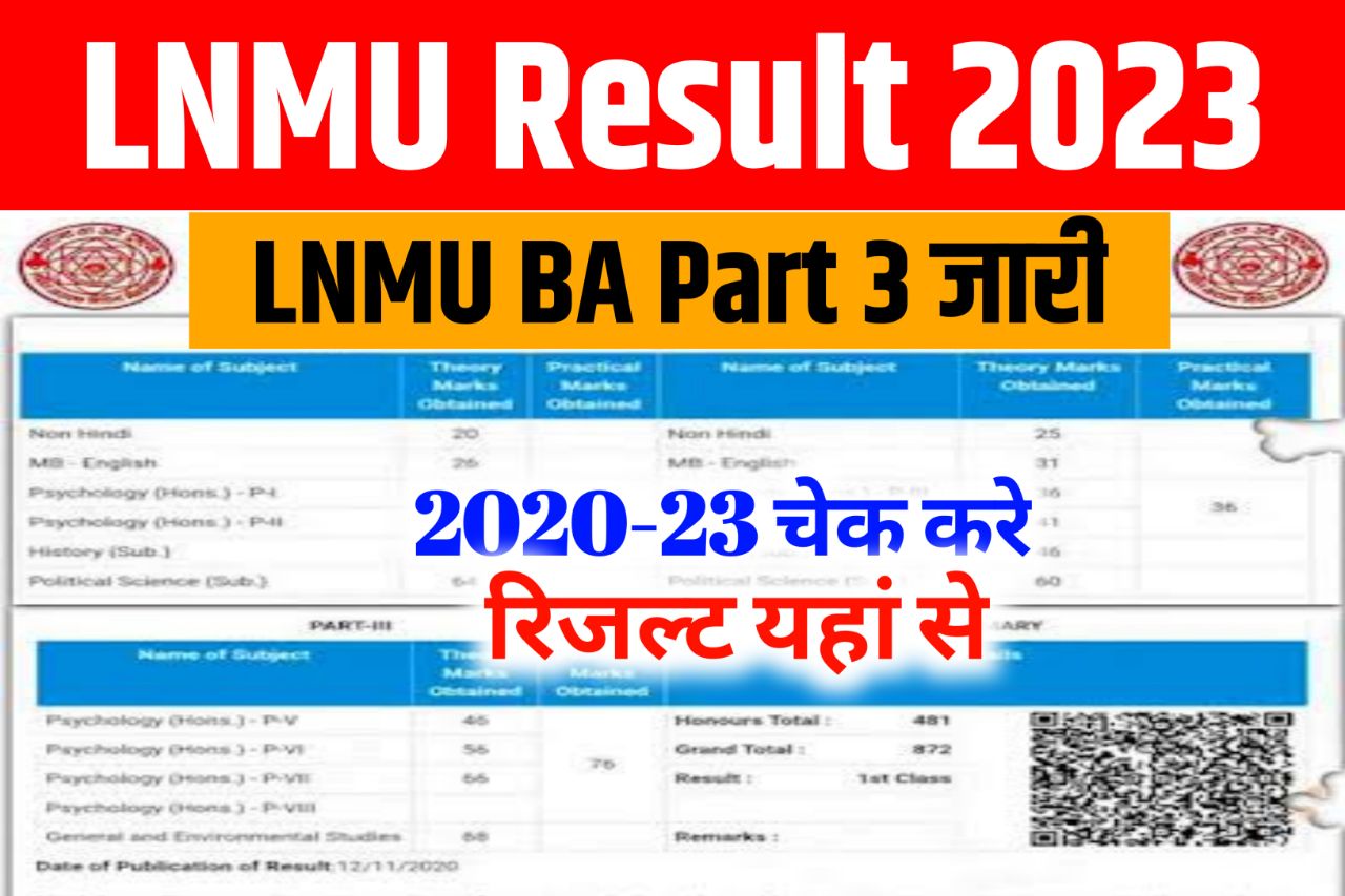 LNMU BA Part 3 Result 2023 ,(2020-23) Link, Check the UG Final Result @Inmu.ac.in