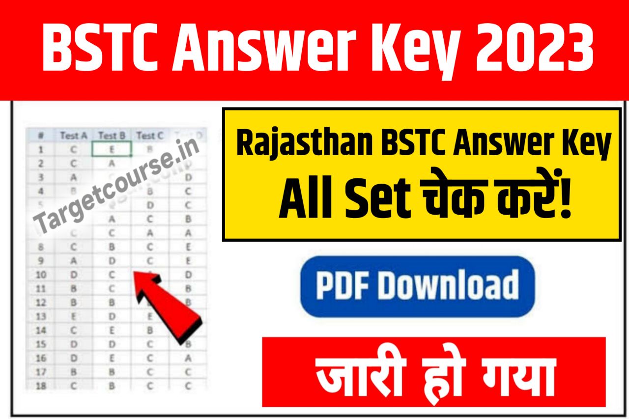 Rajasthan BSTC Answer Key 2023 {Direct Link} predeled.com | BSTC Answer Key For Sets A B C D