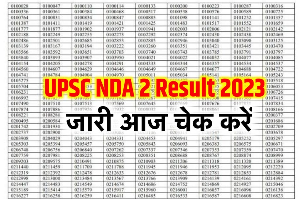 UPSC NDA 2 Result 2023 Download, Merit List Download, Cut Off Marks @upsc.gov.in