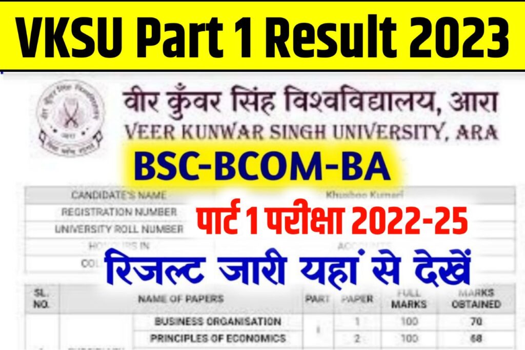 VKSU Part 1 Result 2022-25, BA BSc BCom Marksheet 2023 Download @vksu.ac.in