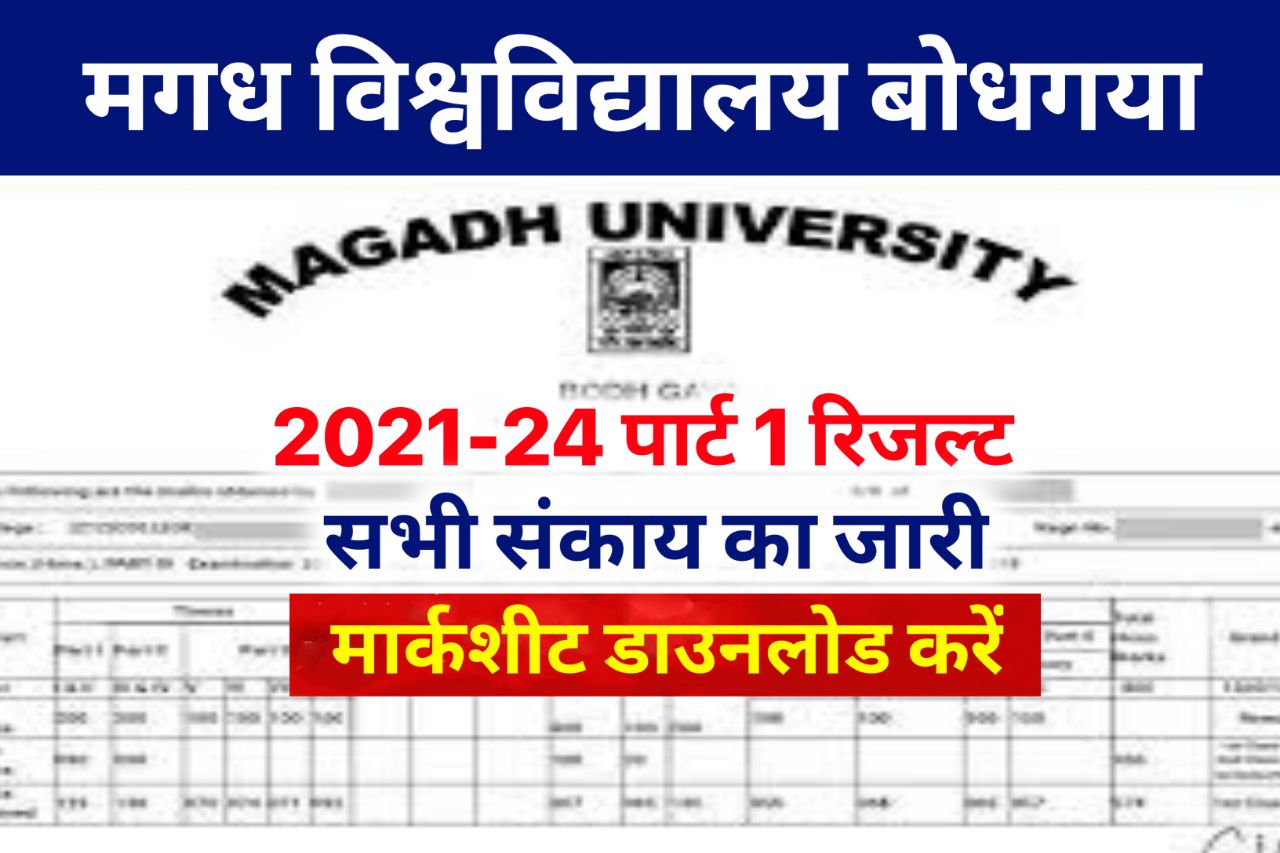 Magadh University Part 1 Result 2021-24 Direct Link: (OUT),BA BSc BCom Marksheet 2023