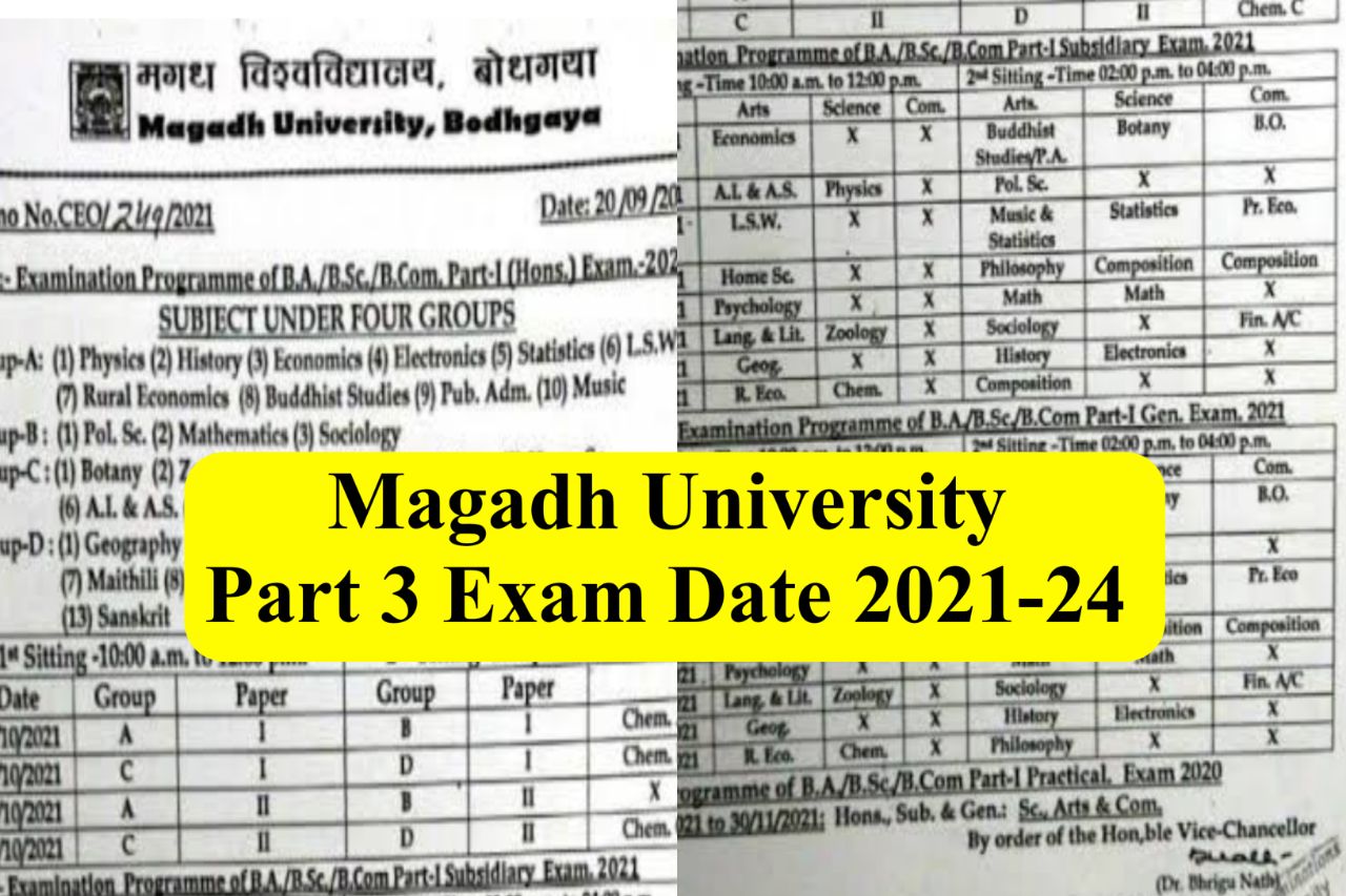 Magadh University Part 3 Exam Date 2021-24, इस दिन से शुरू हो रही है बीए बीएससी बीकॉम पार्ट 3 परीक्षा, देखिए सेशन 2021-24 का प्रोग्राम