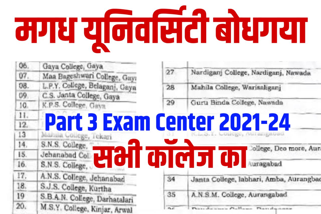 Magadh University Part 3 Exam Center 2021-24 – इंतजार खत्म बीए बीएससी बीकॉम पार्ट 3 परीक्षा 2021-24 परीक्षा केंद्र यहां से देखें
