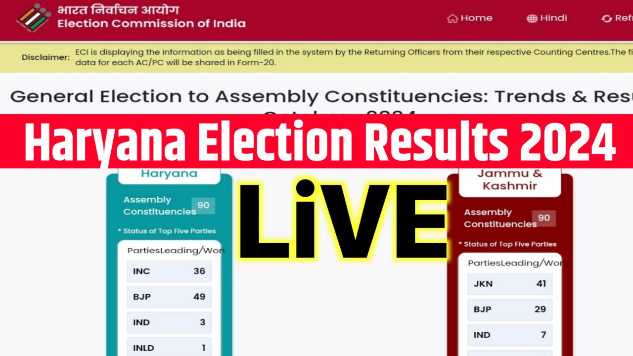 Haryana Election Results 2024 : यहां से देखें हरियाणा विधानसभा इलेक्शन का लाइव रिजल्ट