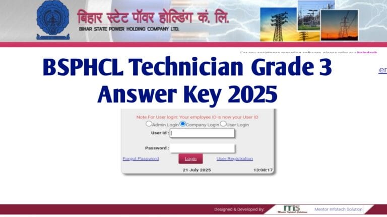 Bihar BSPHCL Technician Grade 3 Answer Key 2025 : Check Response Key & Objection Process