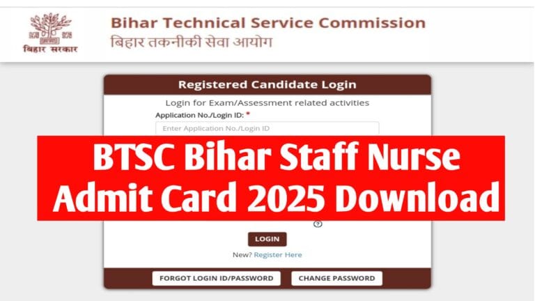 BTSC Bihar Staff Nurse Admit Card 2025 Download