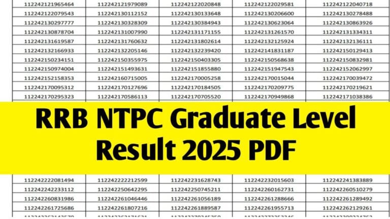 RRB NTPC Result 2025 Graduate Level : Check Result PDF & Cut Off