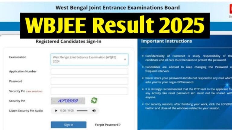WBJEE Result 2025,Scorecard, Link Here @wbjee.nic.in