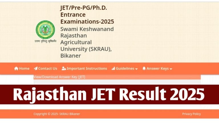 Rajasthan JET Result 2025: Cut Off Marks, Merit List