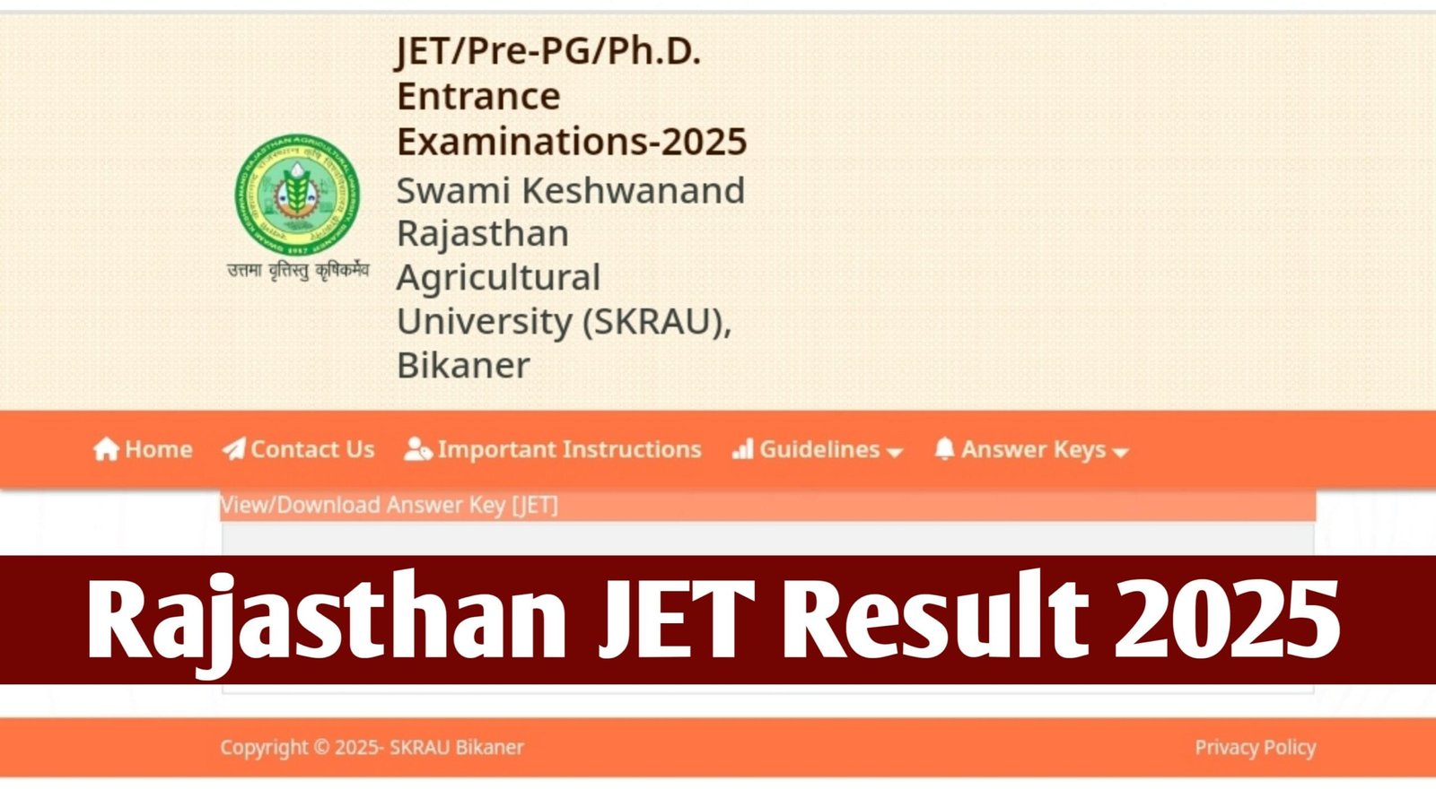 Rajasthan JET Result 2025: Cut Off Marks, Merit List