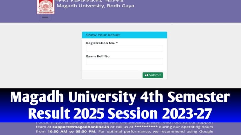 Magadh University 4th Semester Result 2025 Download (Session 2023-27): BA BSc & BCom 4th Year Result