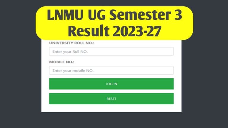 LNMU UG Semester 3 Result 2023-27 @lnmu.ac.in , Marksheet Download