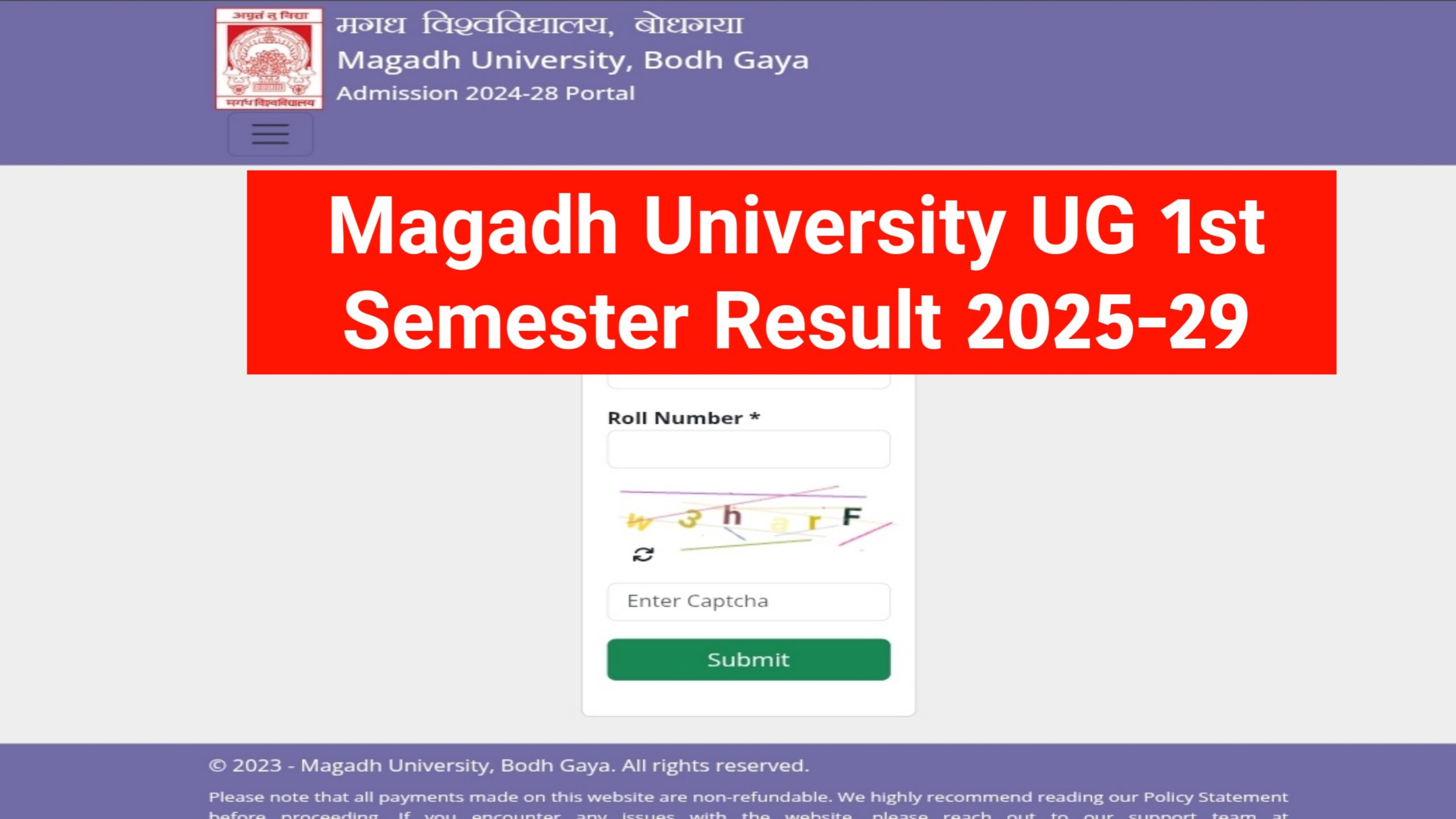 Magadh University UG 1st Semester Result 2025-29 : BA, BSC, BCOM ( Link OUT ) Magadh University First Semester Result