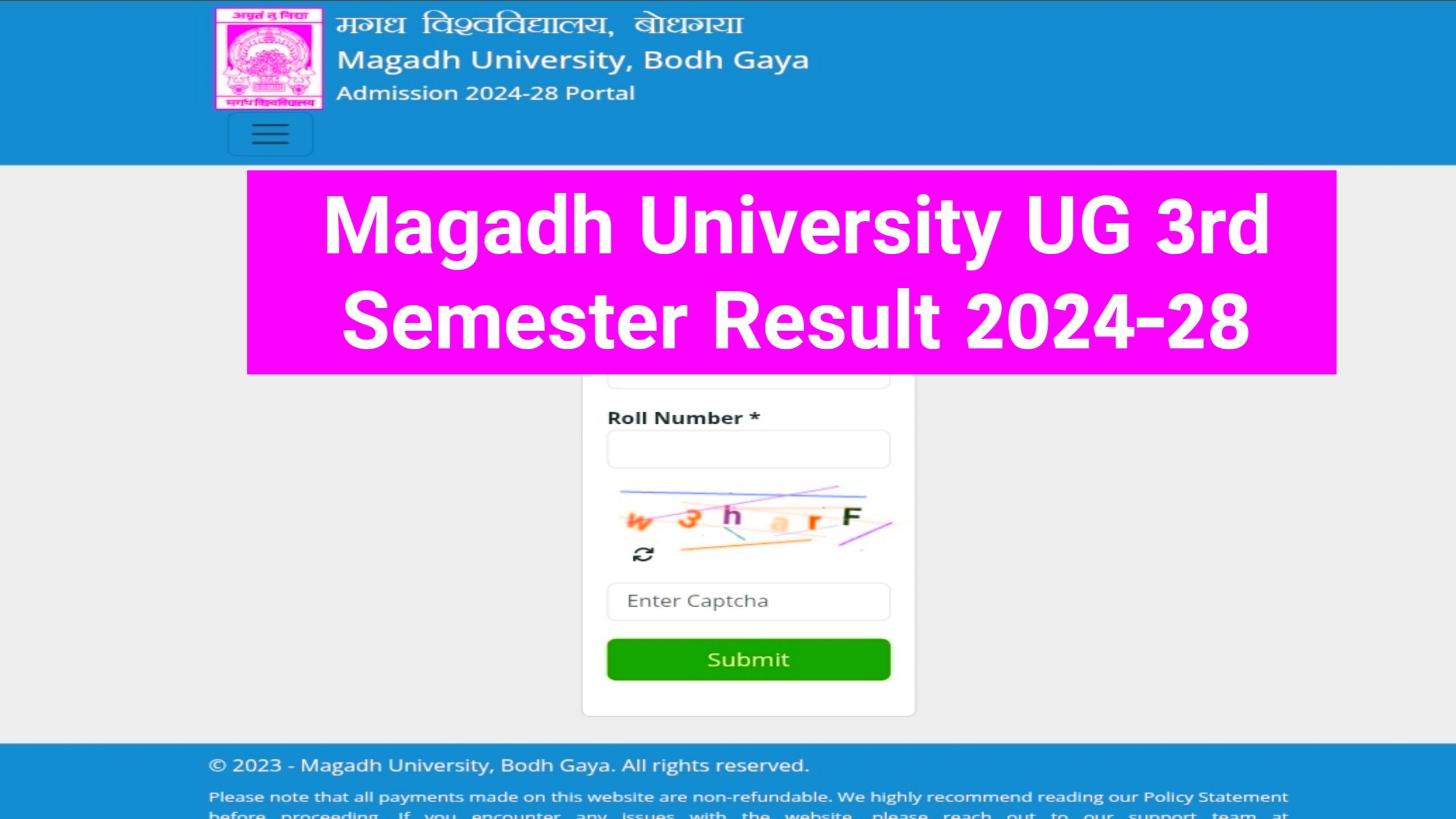 Magadh University UG 3rd Semester Result 2024-28 : BA, BSC, BCOM ( Link OUT ) Magadh University 3rd Semester Result
