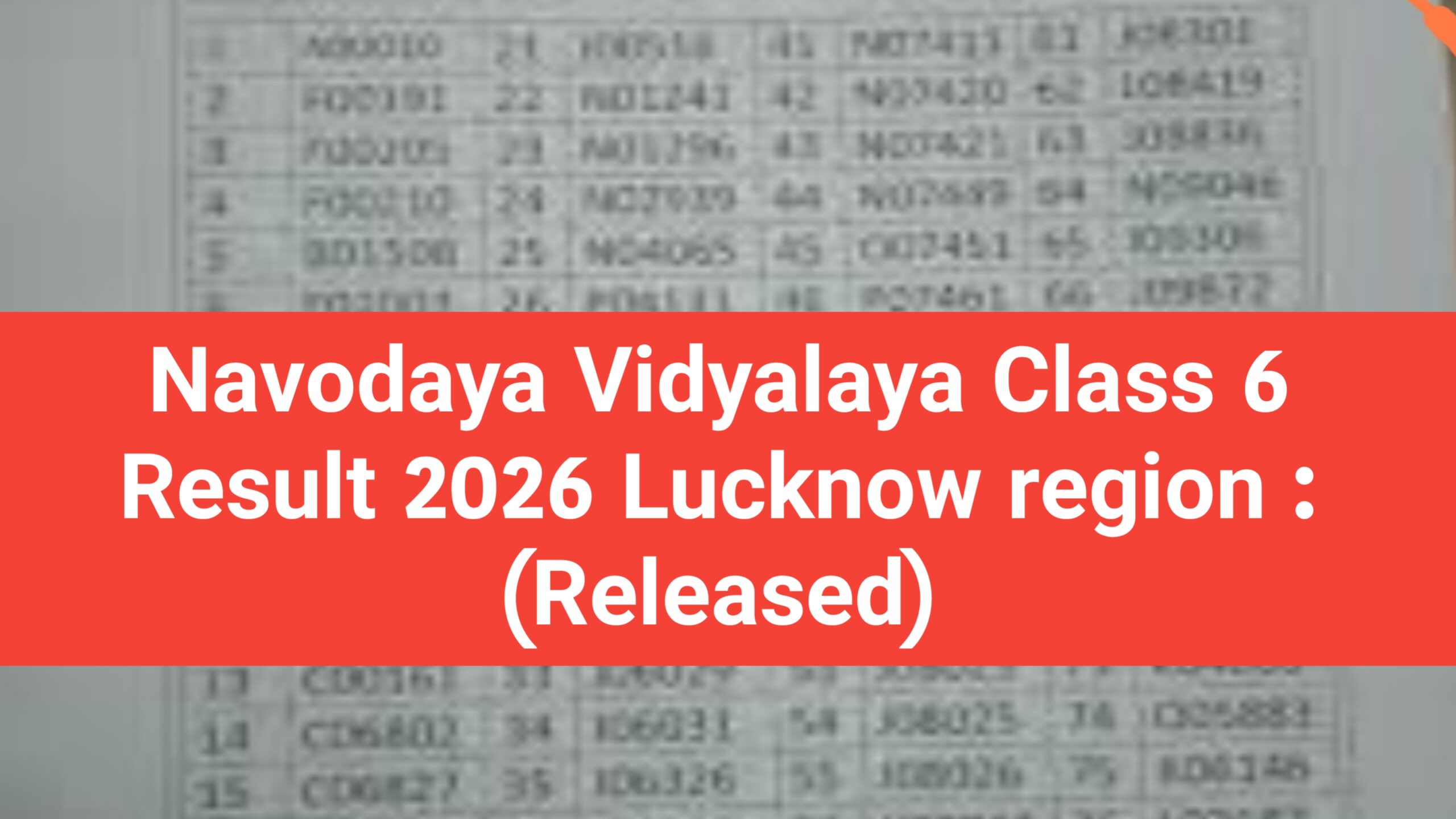 Navodaya Vidyalaya Class 6 Result 2026 Lucknow region : (Released) - Cut OFF & Roll Number Wise PDF @navodaya.gov.in