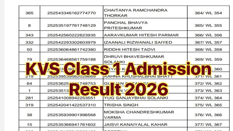 KVS Class 1 Admission Result 2026: First Provisional List for Class 1, Balvatika at kvsangathan.nic.in