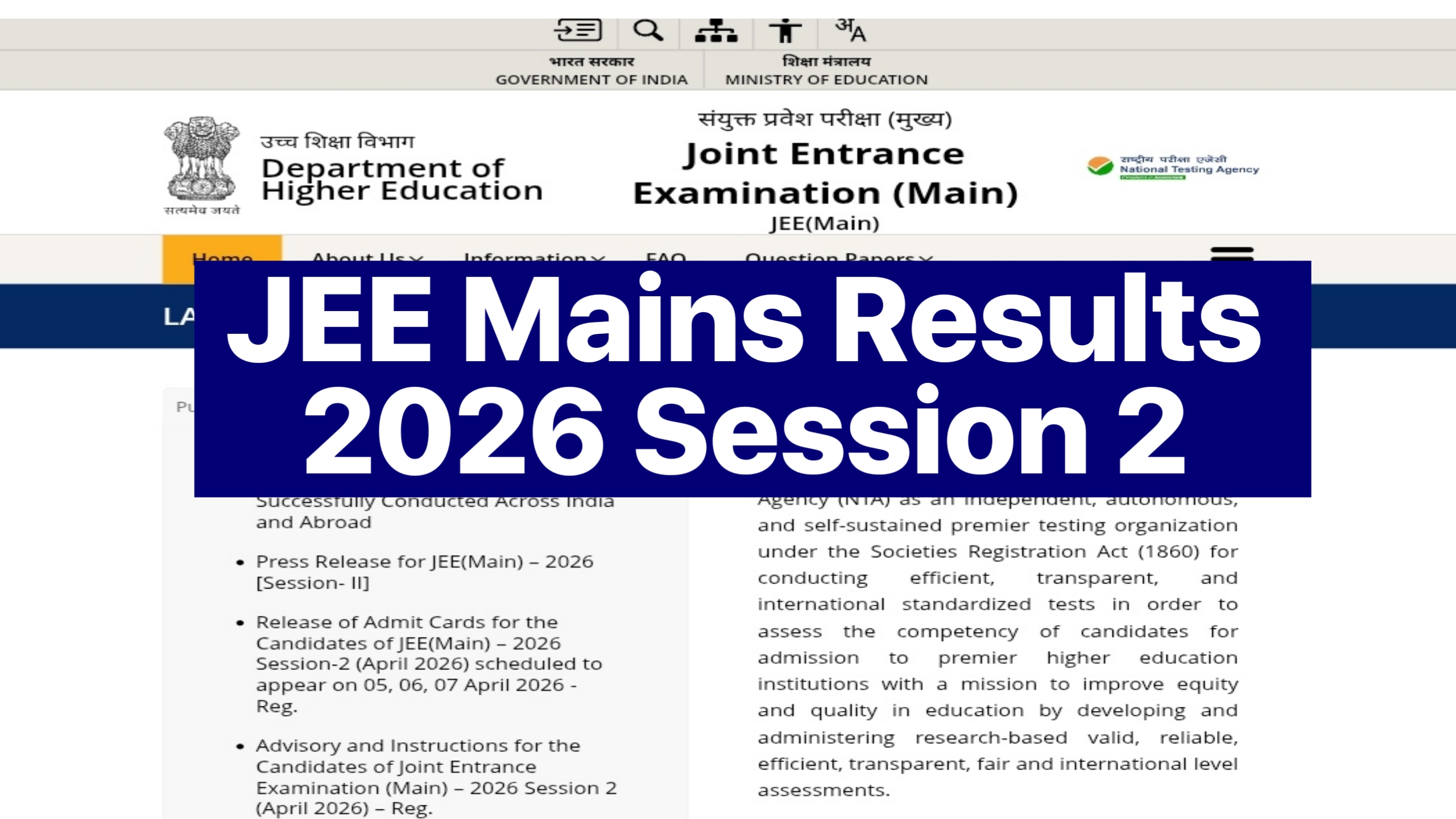 JEE Main Result 2026 Session 2 - Cut Off & Toppers List