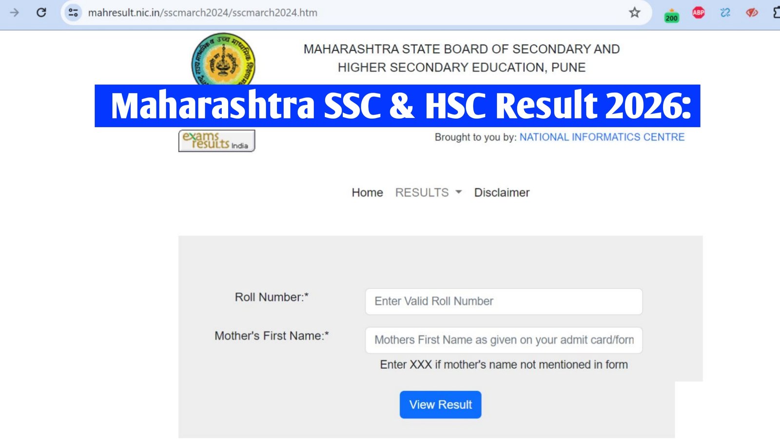 Maharashtra SSC & HSC Result 2026: Check 10th/12th Result Maharashtra Board at mahresult.nic.in