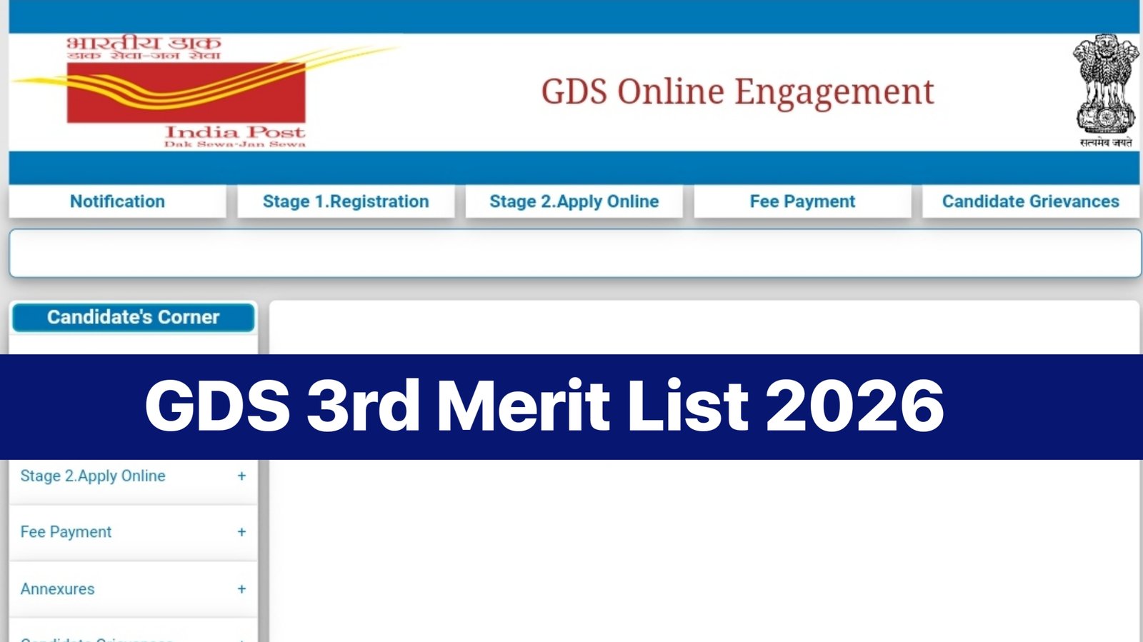India Post GDS 3rd Merit List 2026 Check Name & State-wise Result PDF