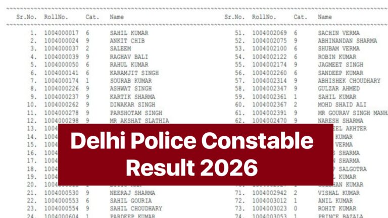 Delhi Police Constable Result 2026: Merit List & Result PDF