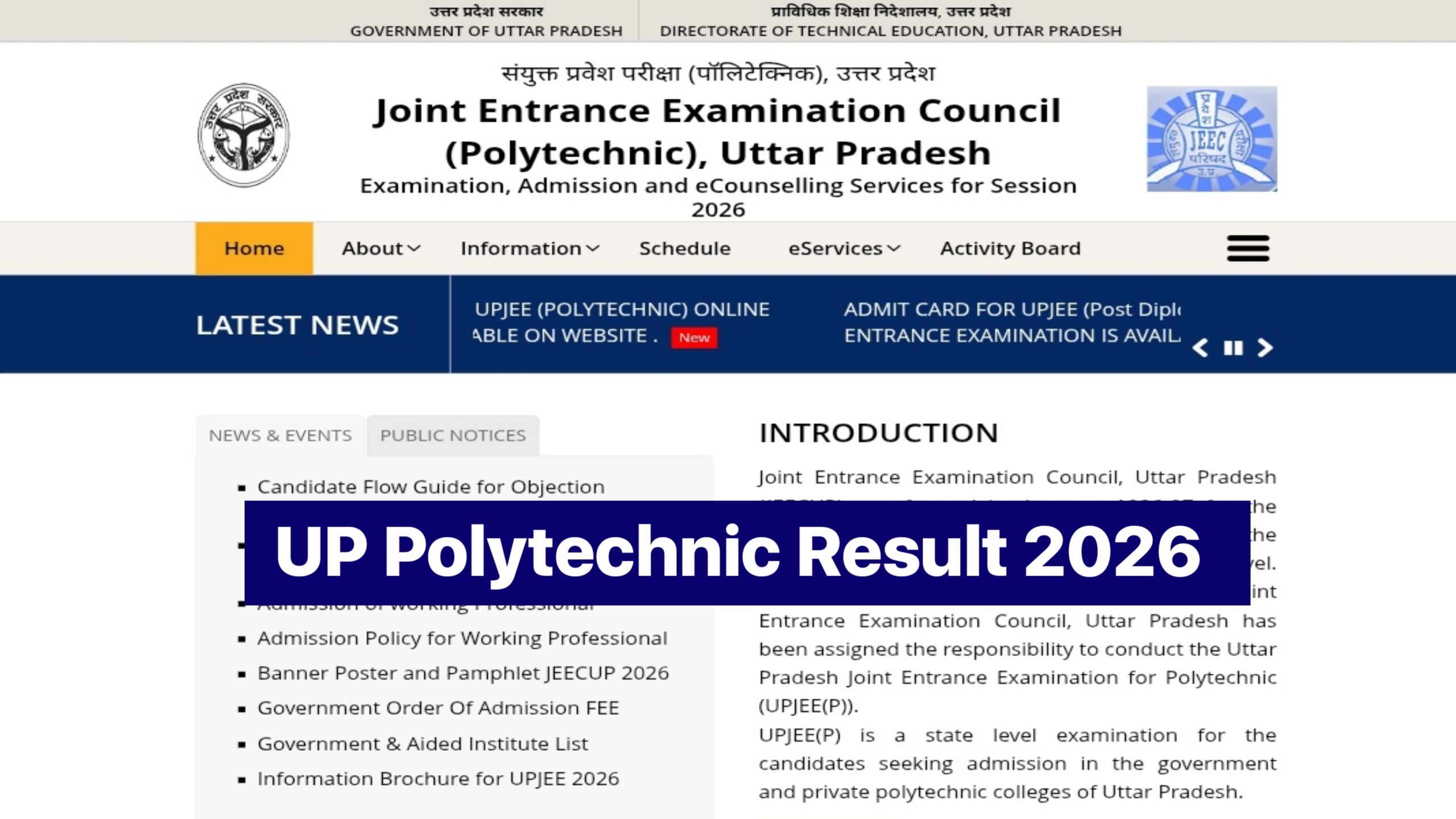 UP Polytechnic Result 2026 : (Link) - Jeecup Result & Scorecard At jeecup.admissions.nic.in