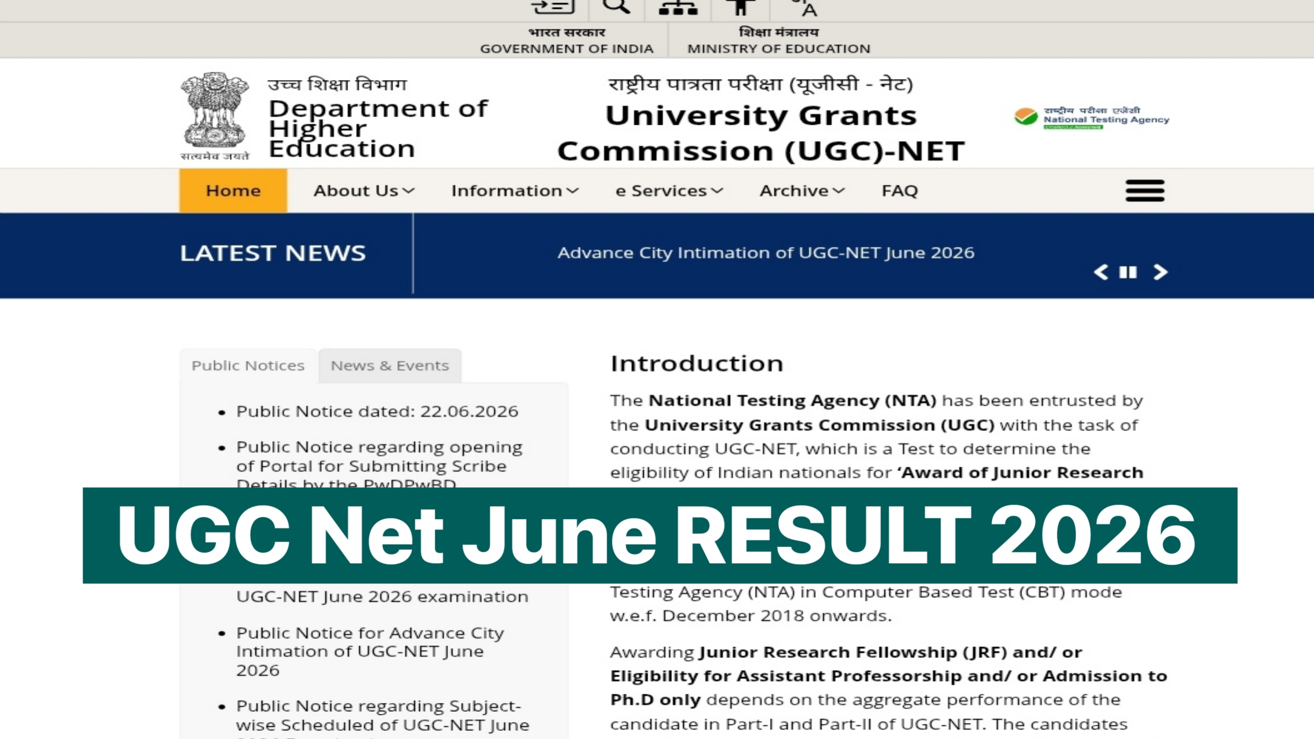 UGC NET Result 2026: June exam provisional Answer Key & Result at ugcnet.nta.nic.in