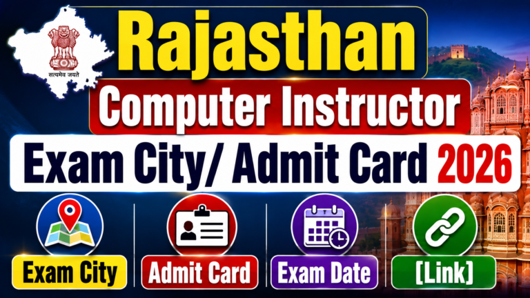 Rajasthan Computer Instructor Exam City/ Admit Card 2026 [Link] Exam Date, Admit Card