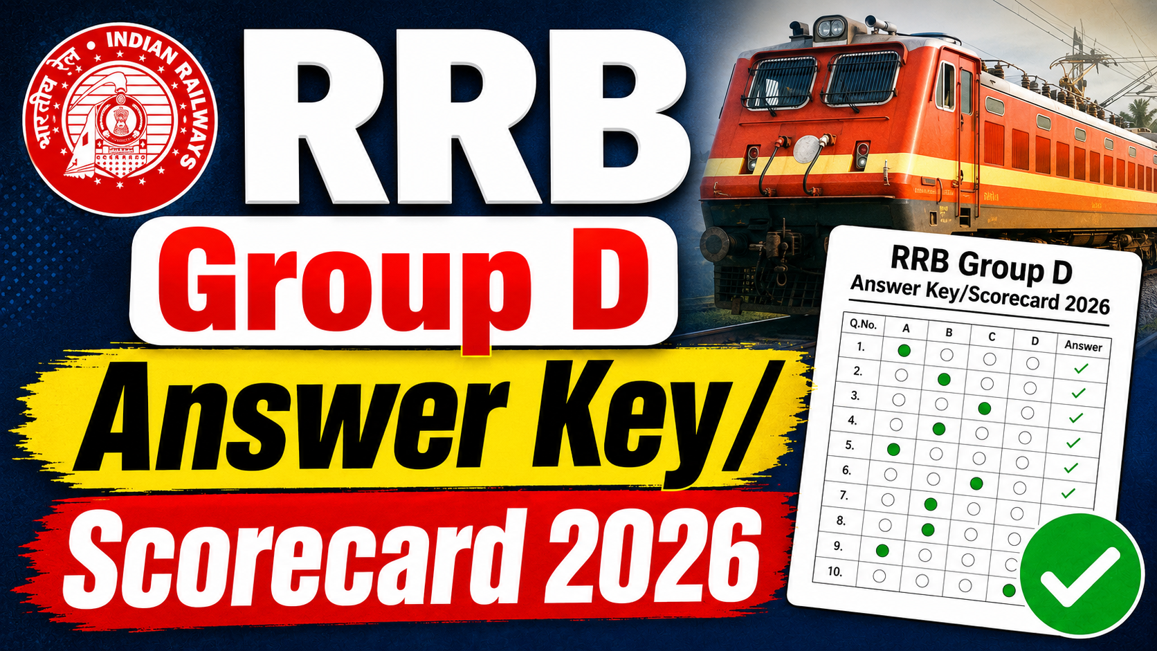 RRB Group D Answer Key/Scorecard 2026 Kaise Check Kare: रेलवे ग्रुप डी आंसर की देखें पूरी जानकारी