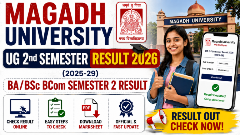 Magadh University UG 2nd Semester Result 2026 (2025-29) – BA/BSc BCom Semester 2 Result